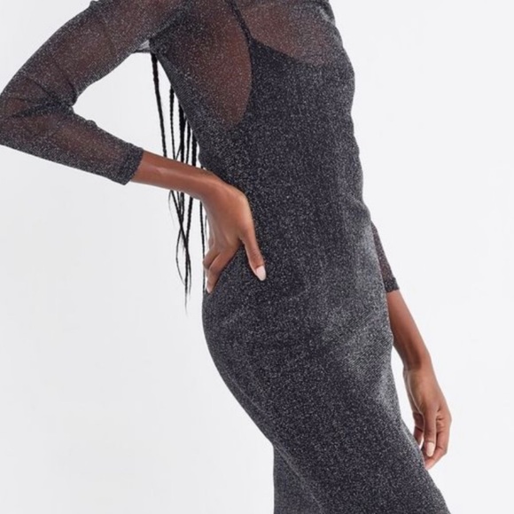 MINKPINK in the night black sparkly to the knee dress WITH SLIP UNDERNEATH xxs - Picture 2 of 4